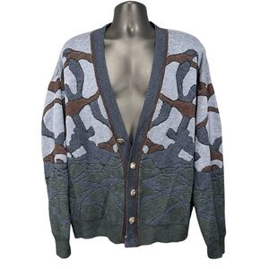 Men's Vintage Paninari Multicolor Cardigan Sweater